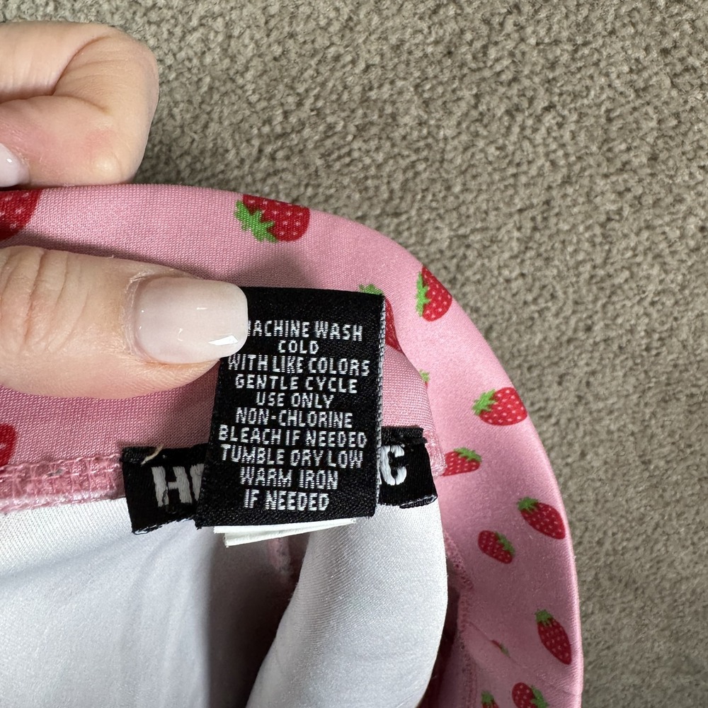 Hot Topic‎ Skirt Womens Large Pink Strawberry Print Skater Mini Lace Up Pockets - Picture 9 of 10